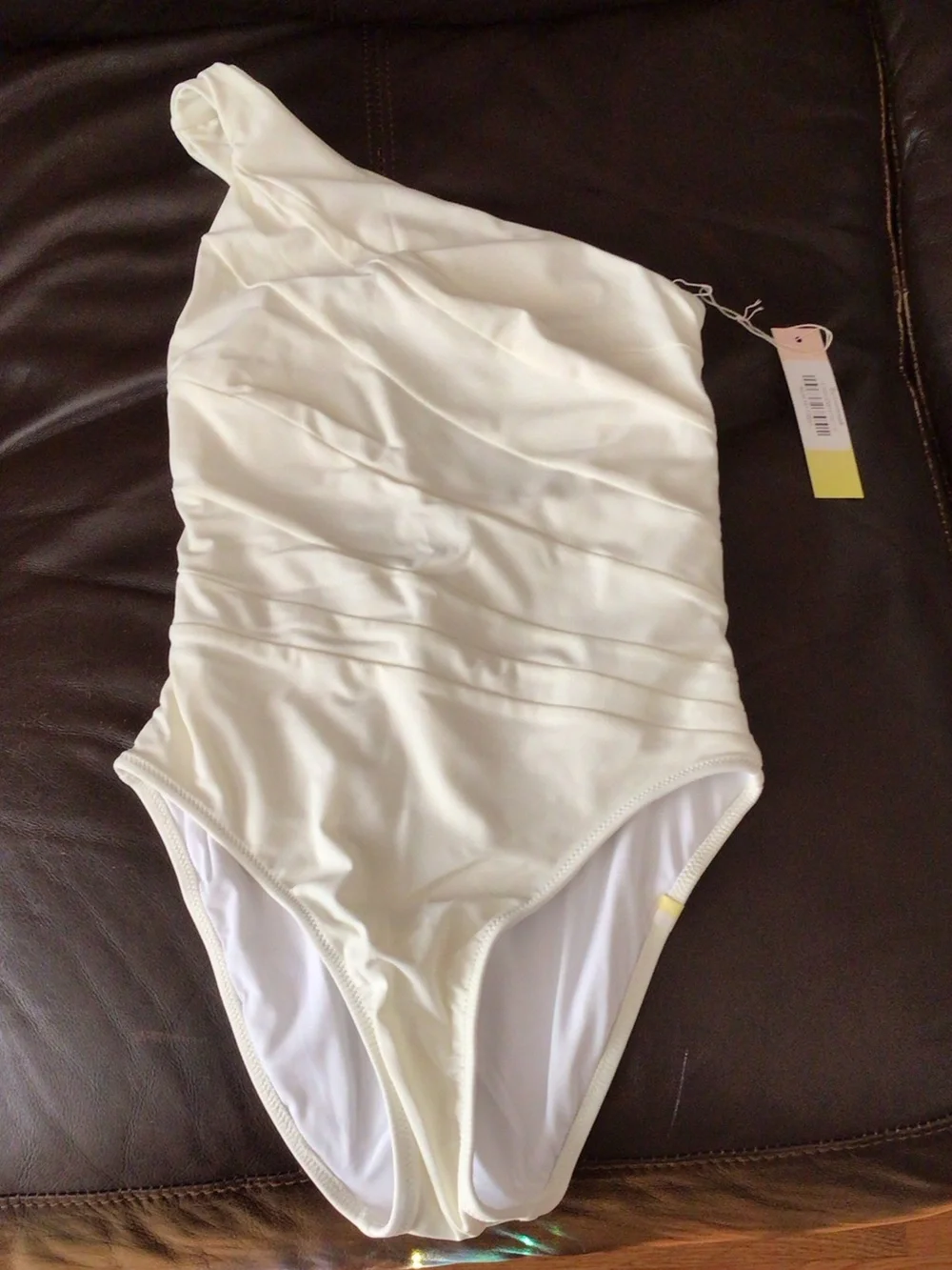 summersalt Sidestroke White One-Shoulder Ruched One-Piece Swimsuit NWT - Picture 1 of 6